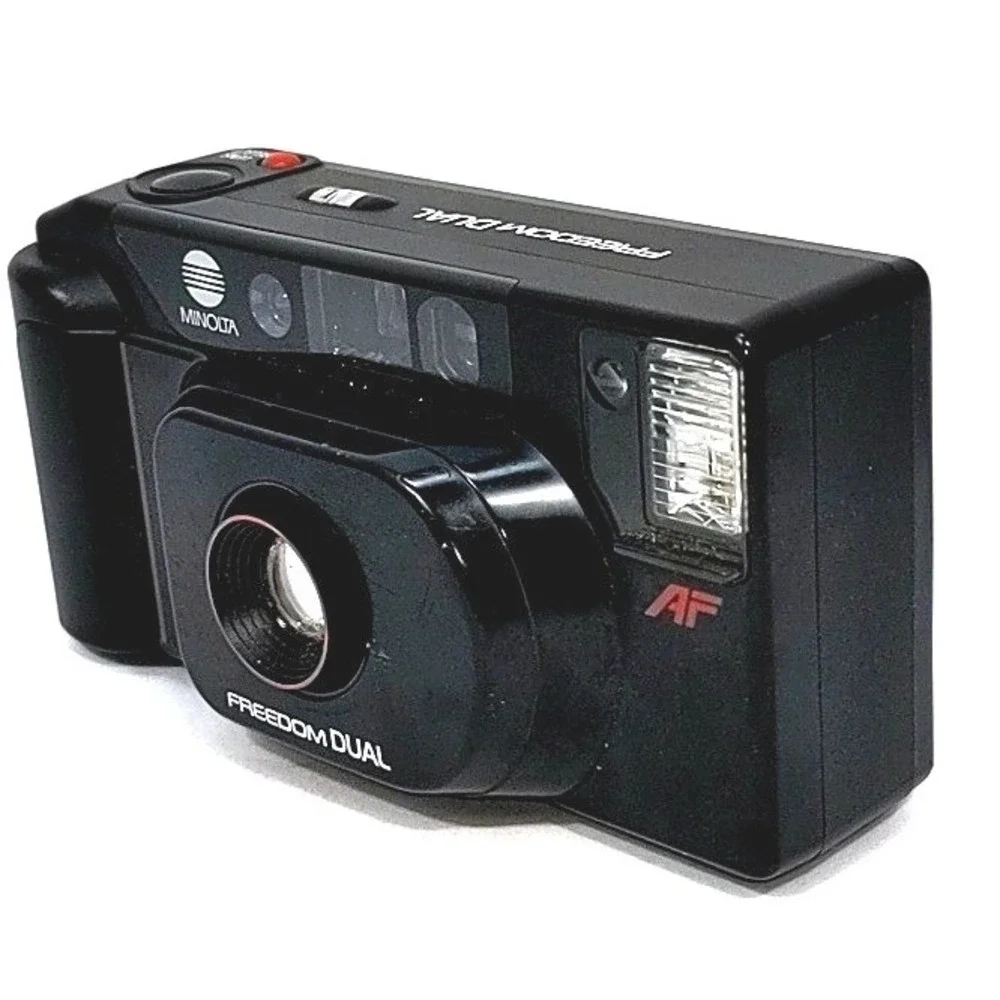 VTG 1987 Minolta Freedom Dual 35mm Film Camera AF Point & Shoot Black AF-DL Rare